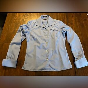 Disney Parks Dreams Come True Whisper Elite Blue Button Up Blouse Women’s Size S